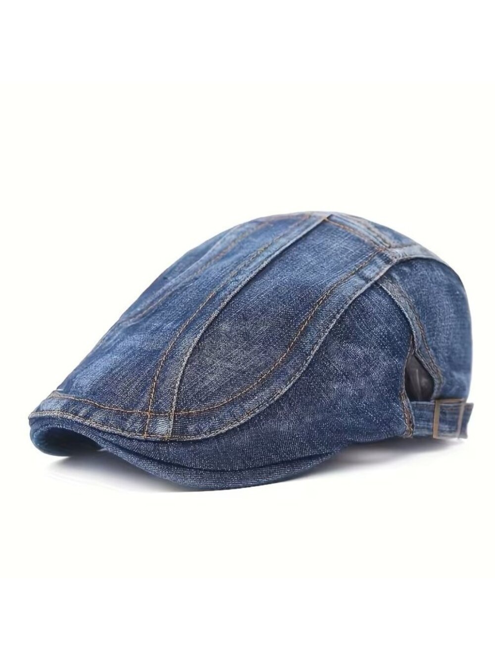 Mens Blue Denim Flat Cap Newsboy Ivy Driving Golf Cabbie Hat Vintage Casual